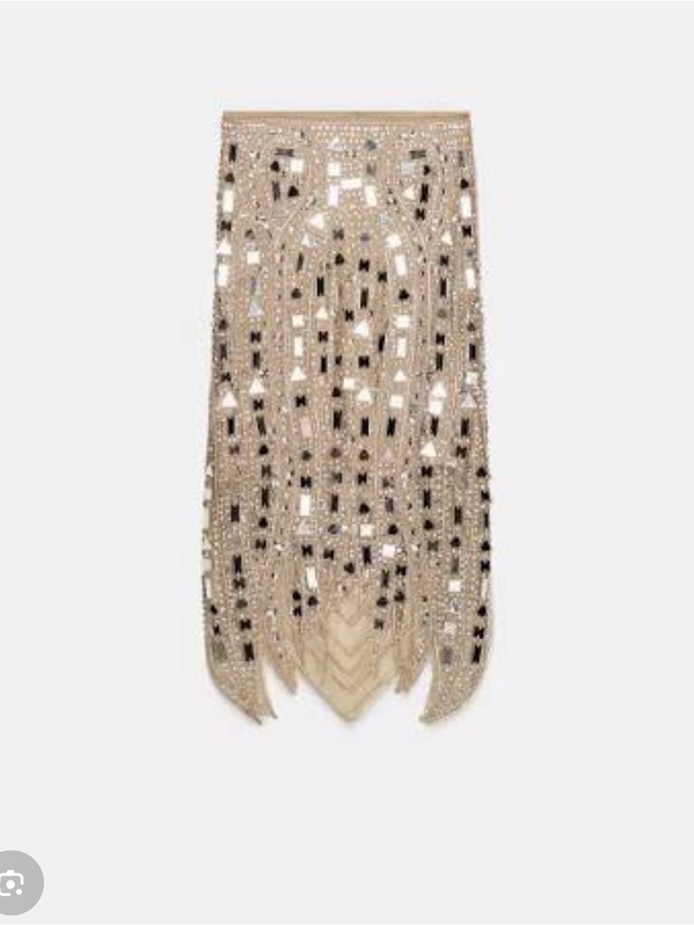 Zara Gold Beaded Embellished Midi Skirt